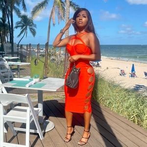 Orange Bandage dress